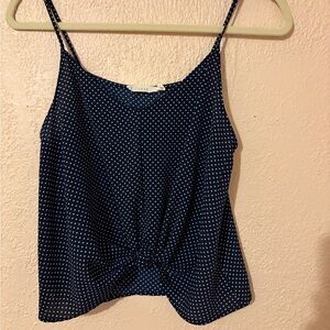 Lush Navy Polka Dot Tie-Front Cami